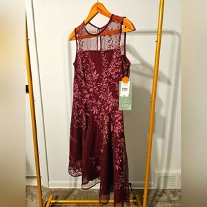 J. Taylor Dress, Size 10, Wine Color, Tea Length